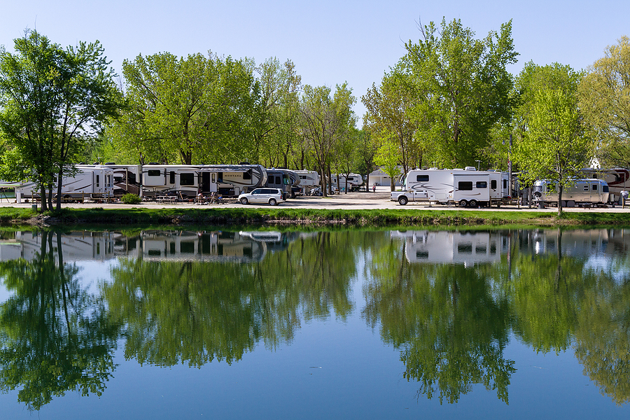 RV camping by the lake