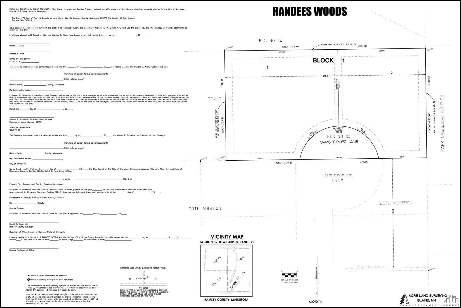 Randee's Woods, Shoreview, MN Submitted Plat Pending Approval