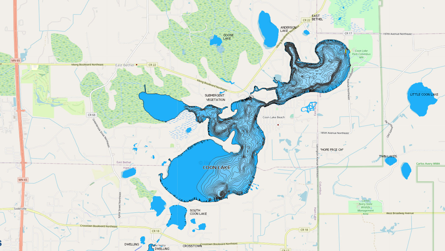 Coon Lake depth map