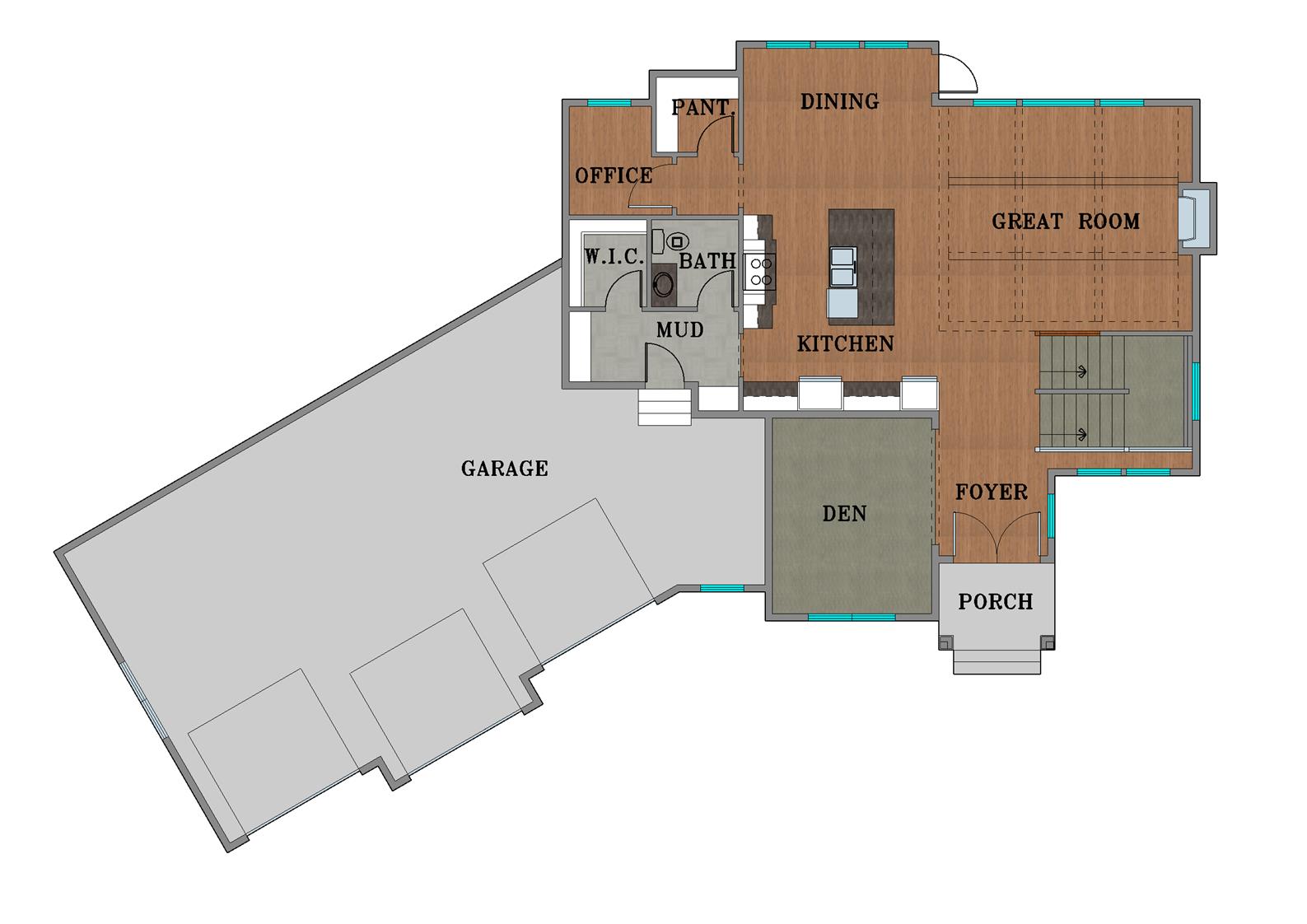 Becki OPTIONAL Angle Garage Main Floor Plan
