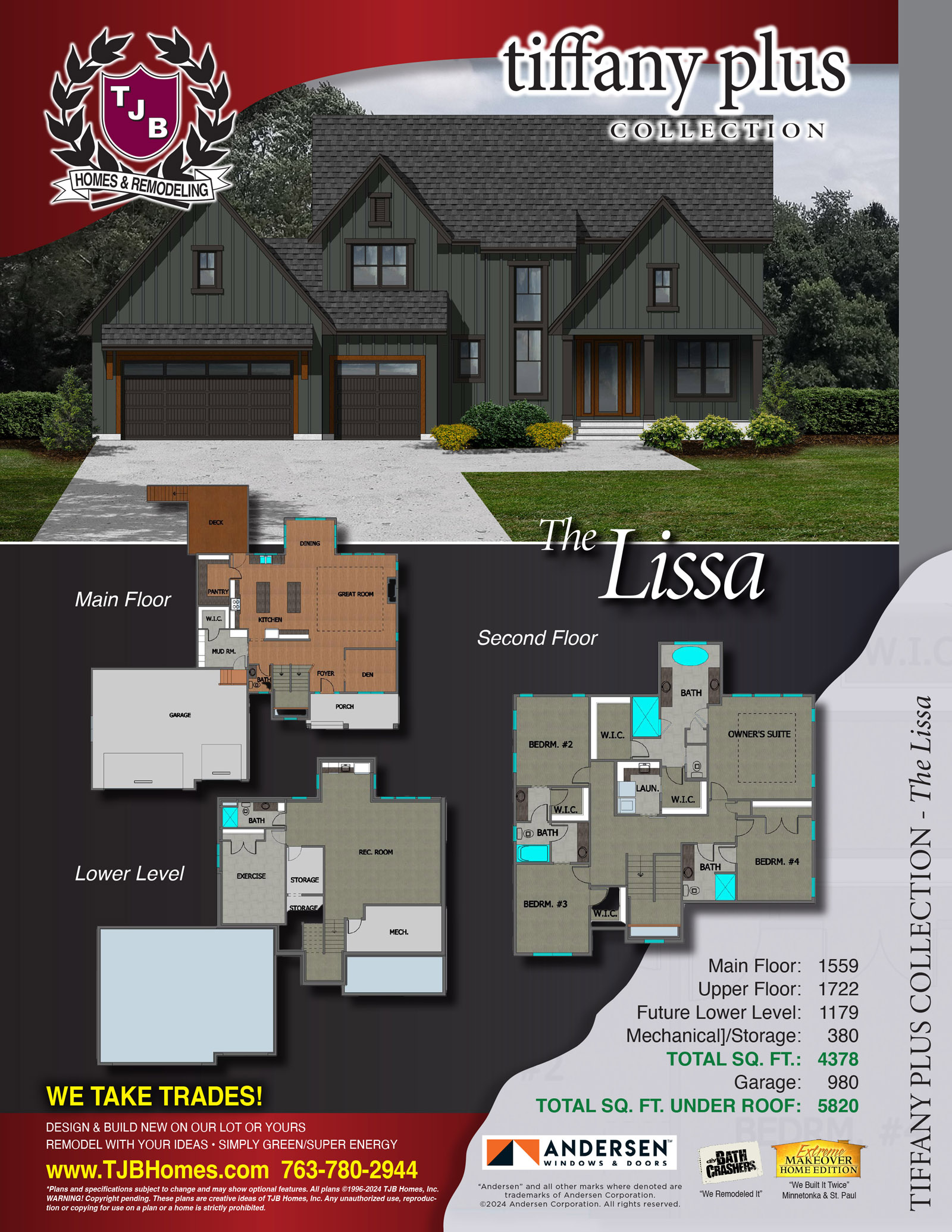 The Lissa Home Plan Front and Floor Plans brochure