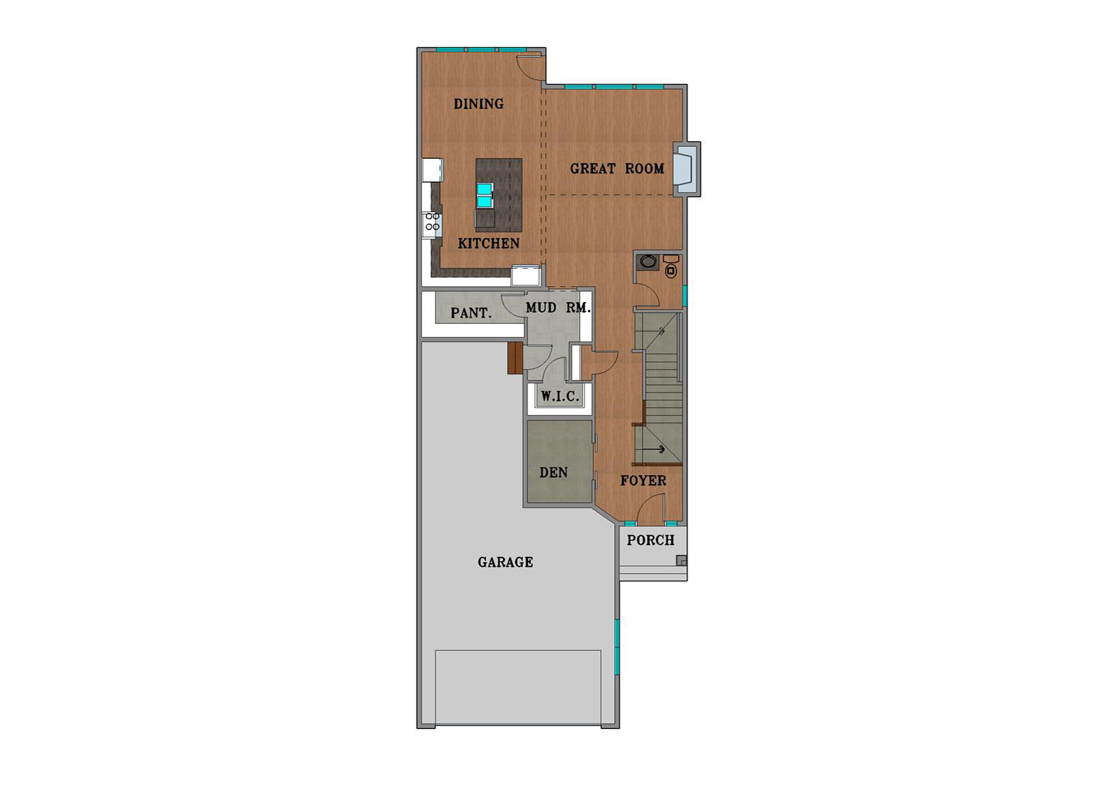 Bass Pro House TJB #708 Cabin Plan Color Main Floor Plan