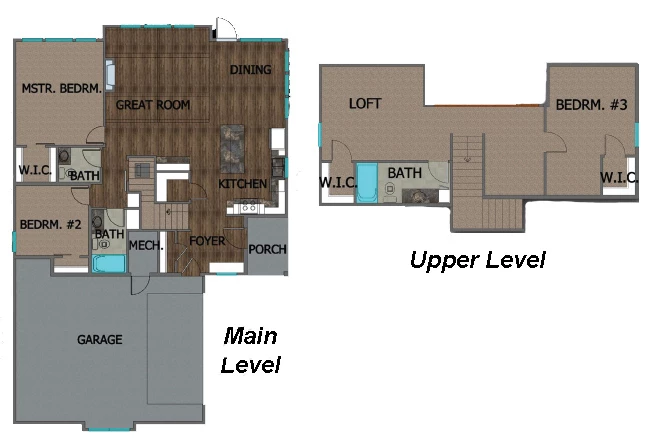 “Bart” #560 Home Plan Main Floor and Upper Level
