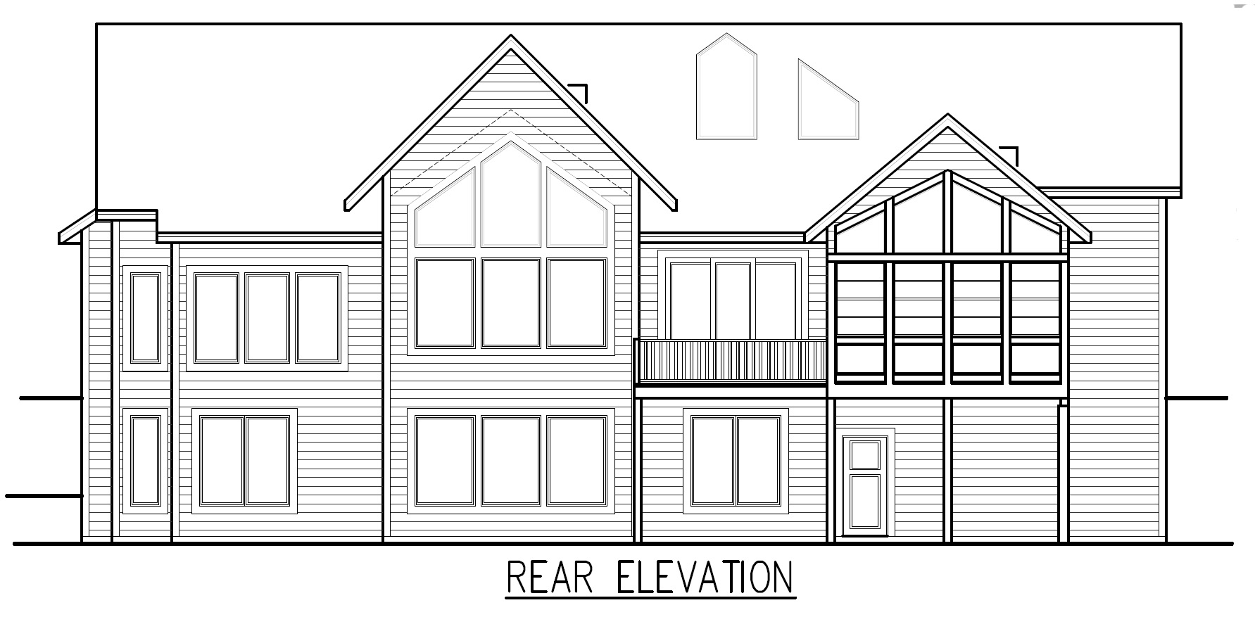 Kevin’s Haywards Beauty TJB #703 Cabin Plan Rear Elevation features lots of windows for lake views