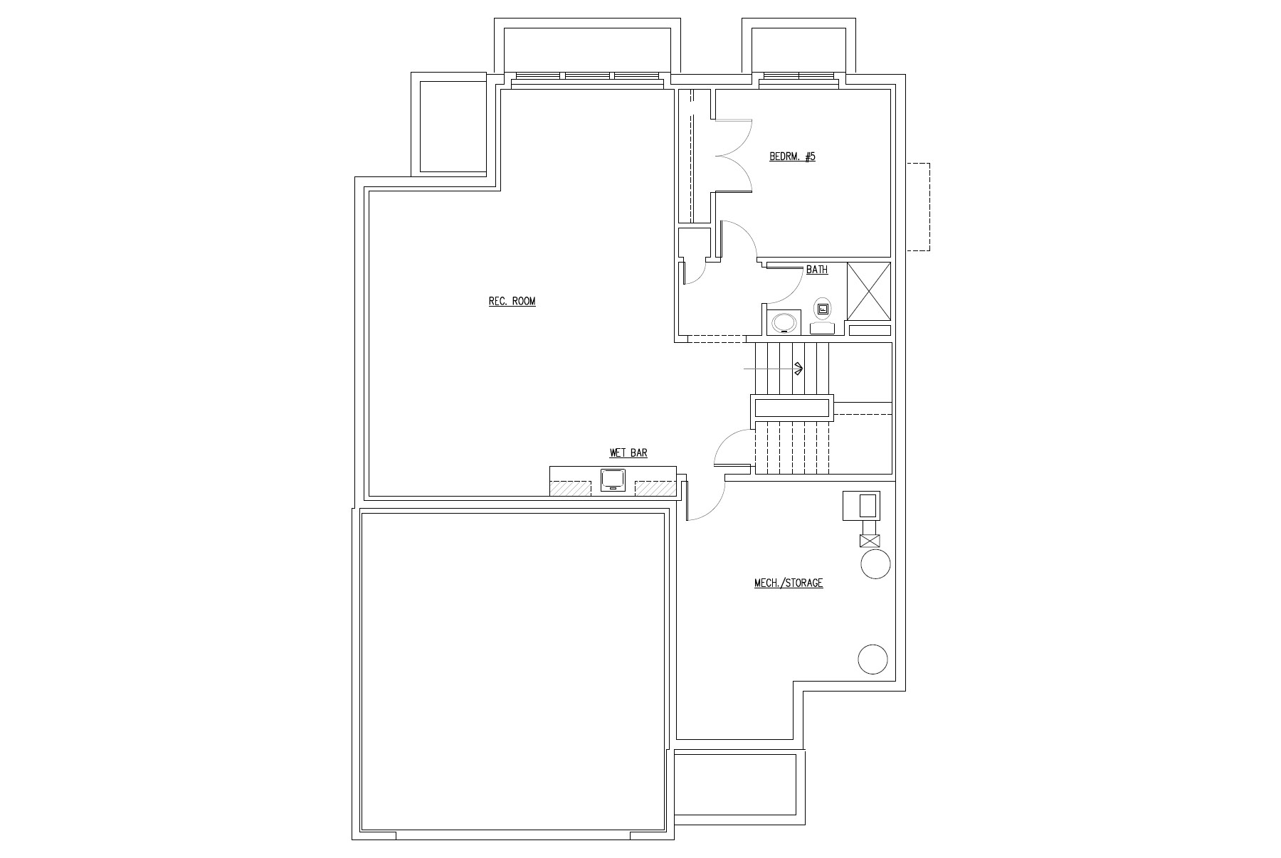 Abbott TJB #669 Narrow Lot Home Plan Basement Floor Plan