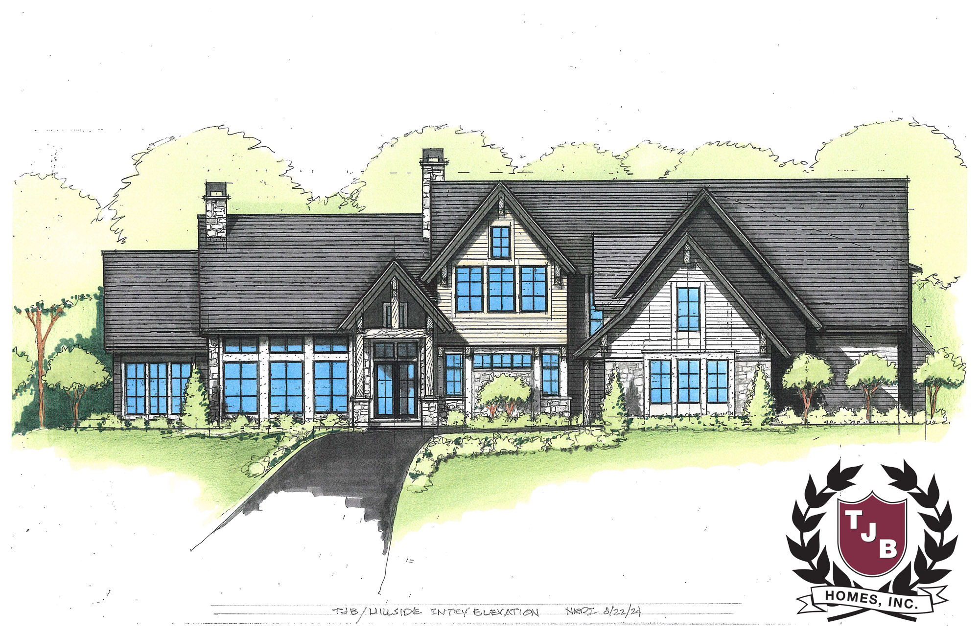 Hillside II Home Plan Front Elevation Color Rendering