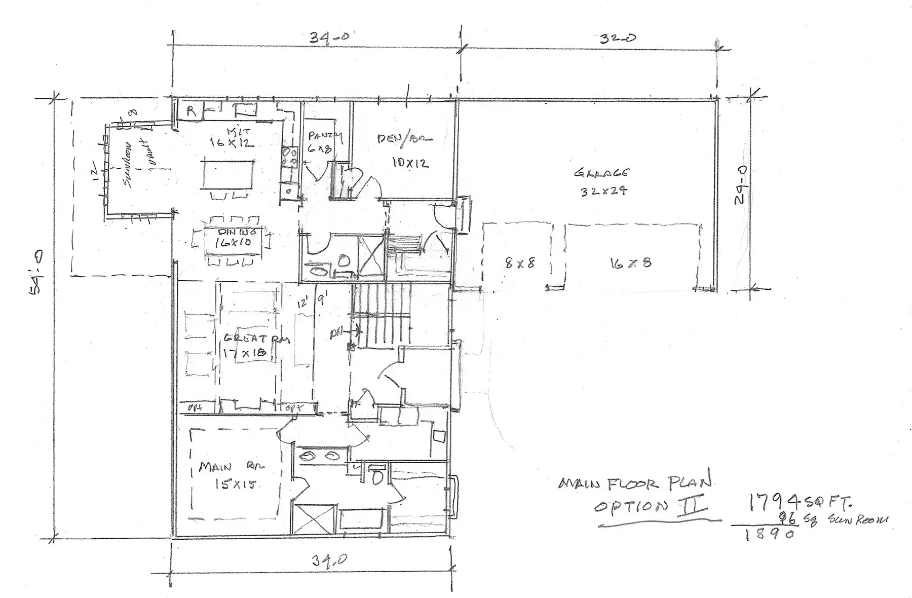 Modern Tudor #1 Home Plan Option II Main Floor Plan