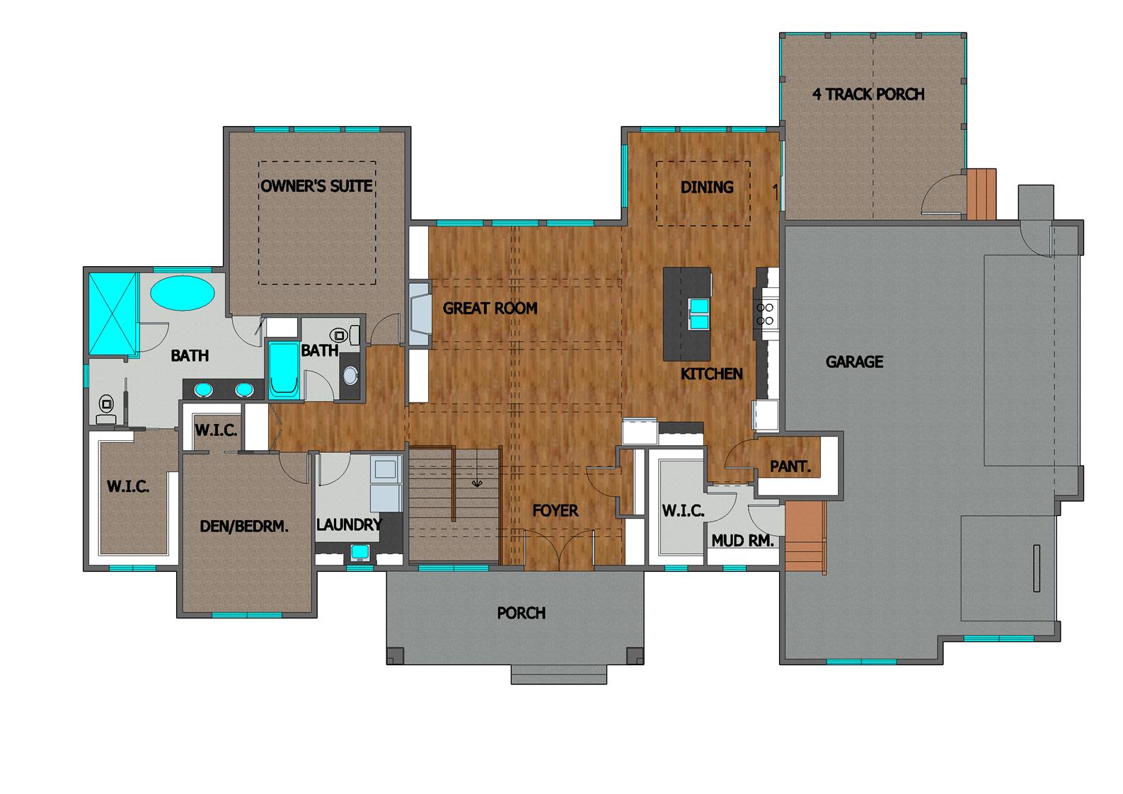TJB #633 Home Plan Color Main Floor Plan