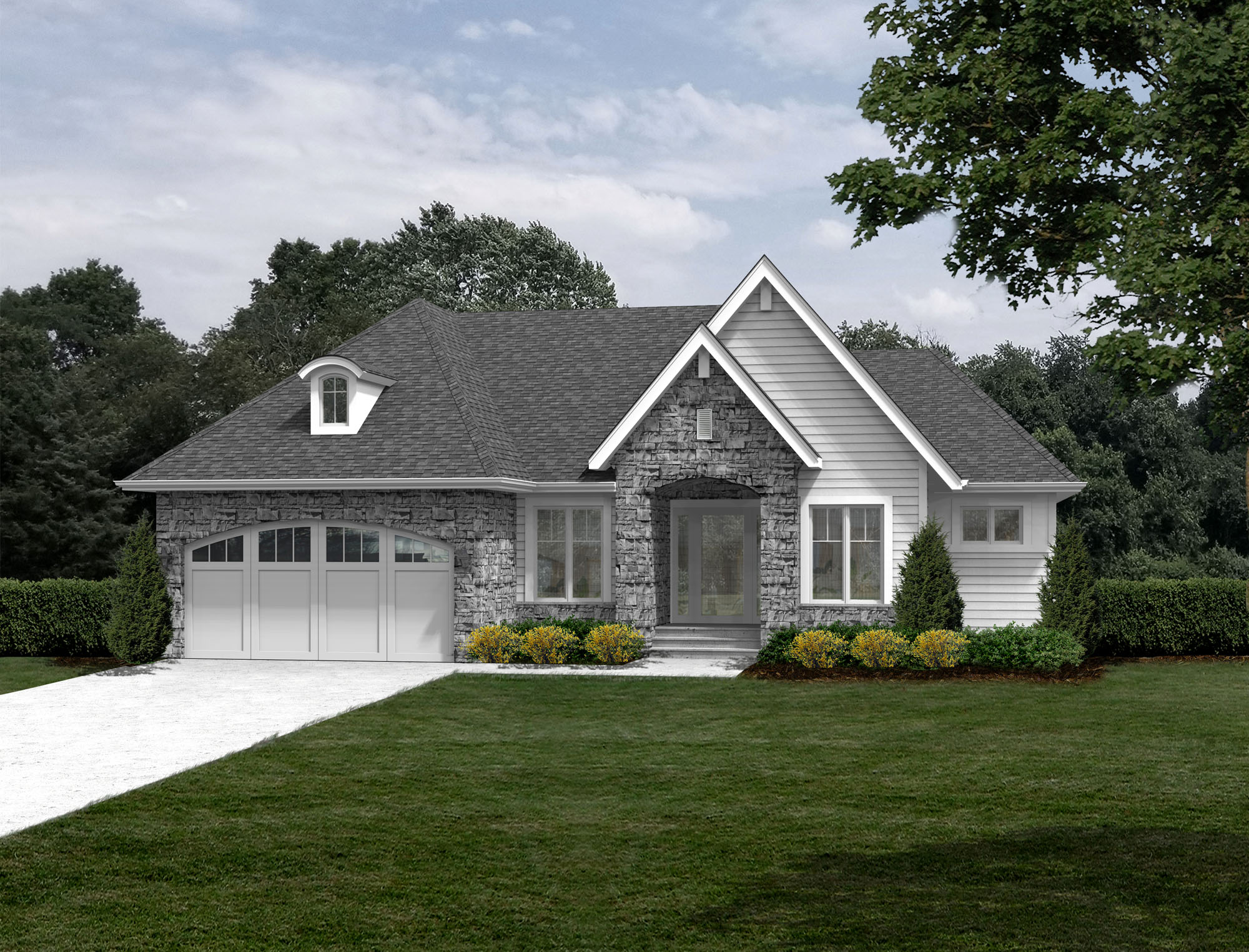 TJB #1001 Home Plan Front Elevation Color Rendering