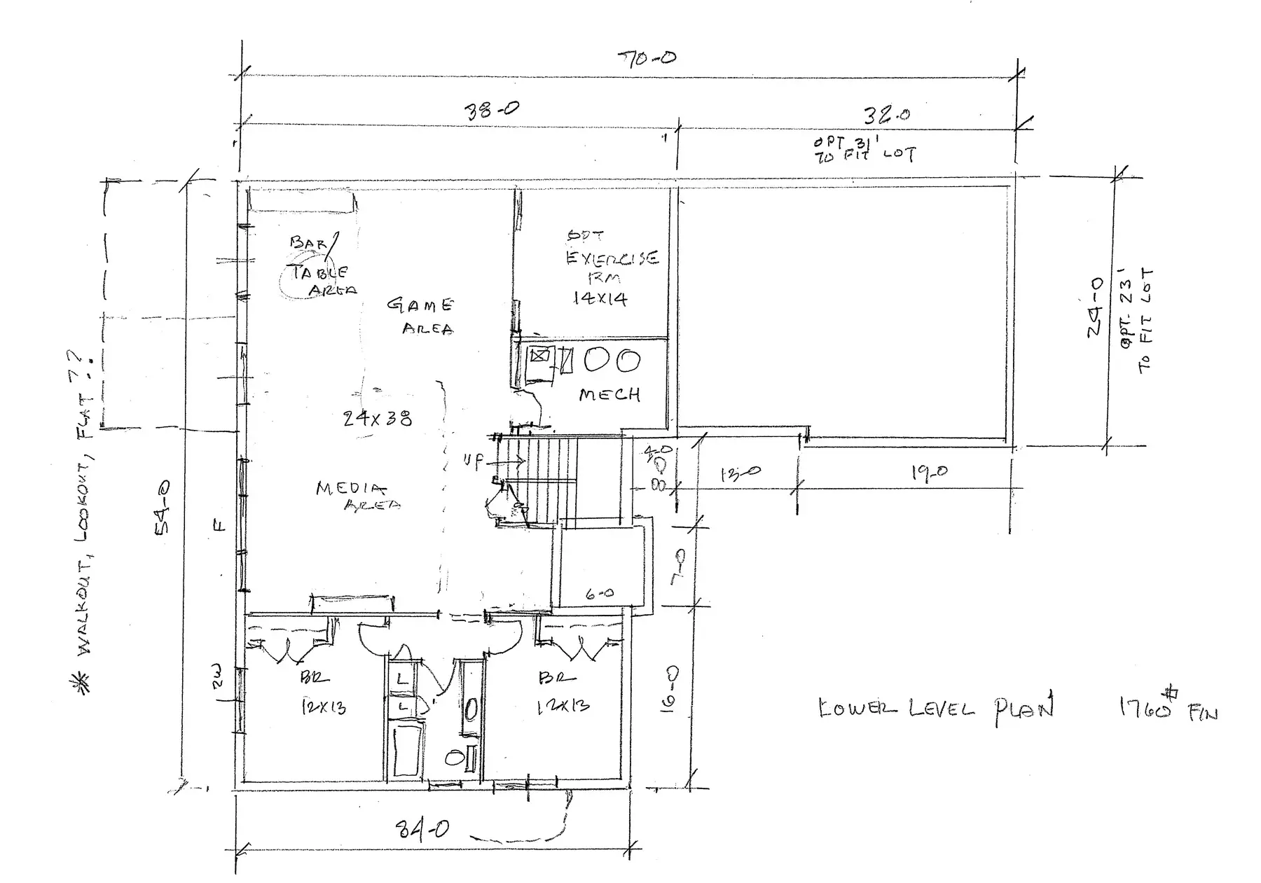 Modern Tudor #1 Home Plan Lower Level Floor Plan