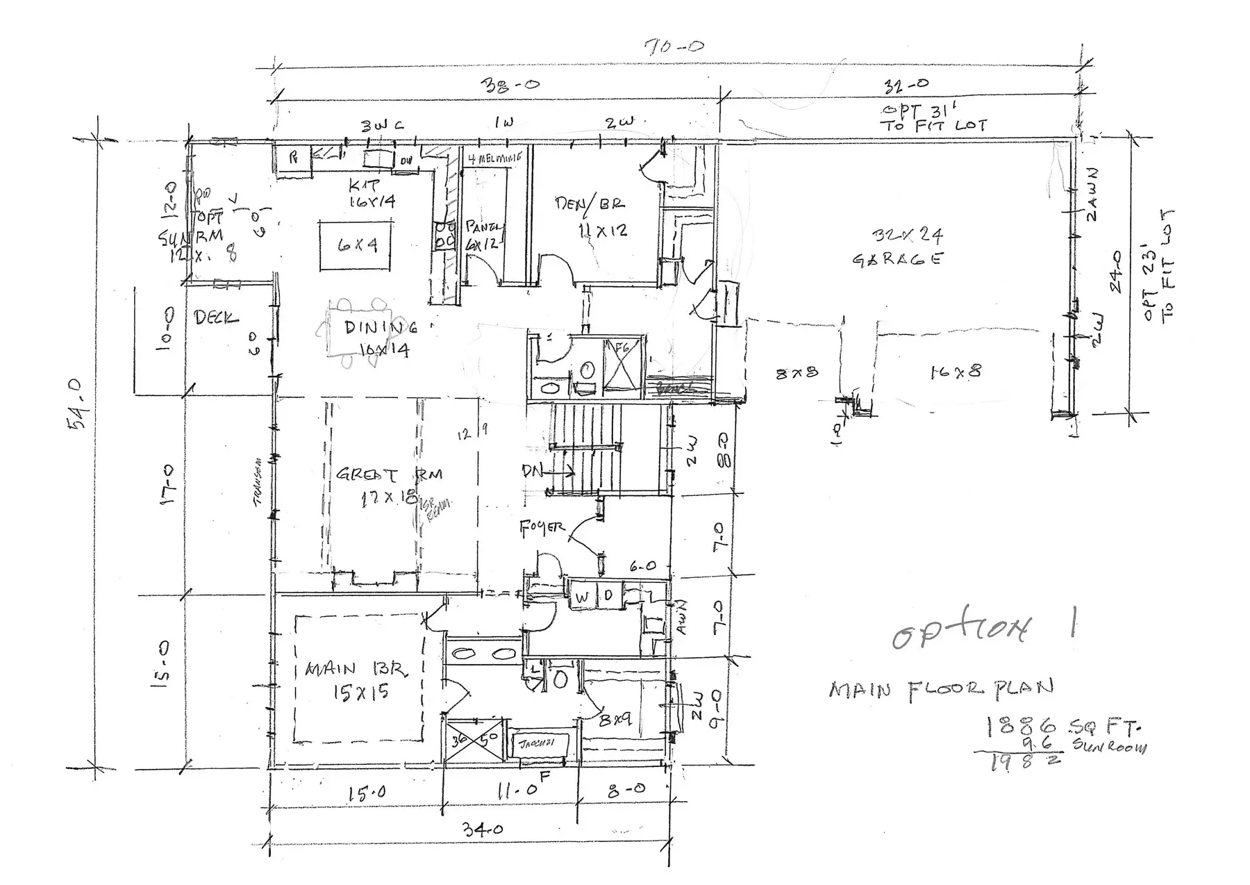 Modern Tudor #1 Home Plan Main Floor Plan