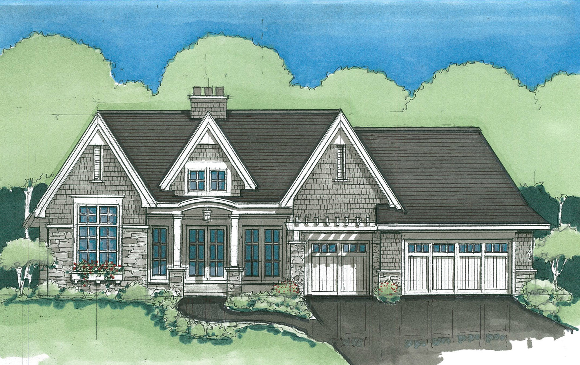 Catherine Home Plan Front Watercolor