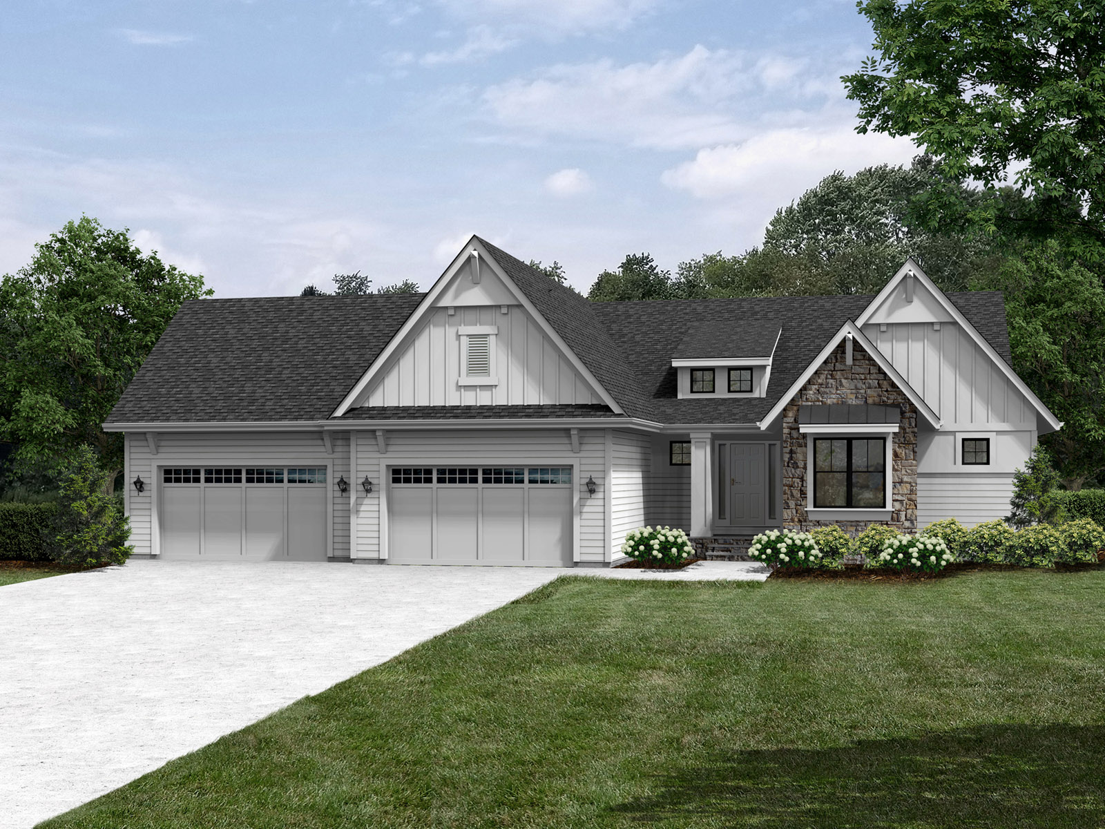 The Caitlin Home Plan TJB #747 Color Rendering Front Elevation