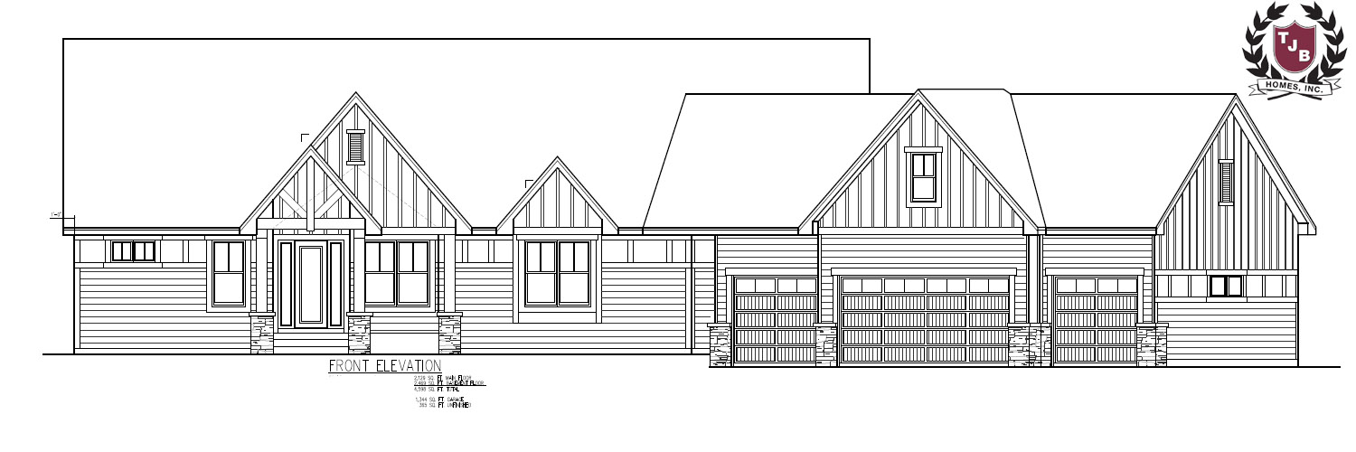 TJB Jeanie Home Plan Front Elevation Garage Right