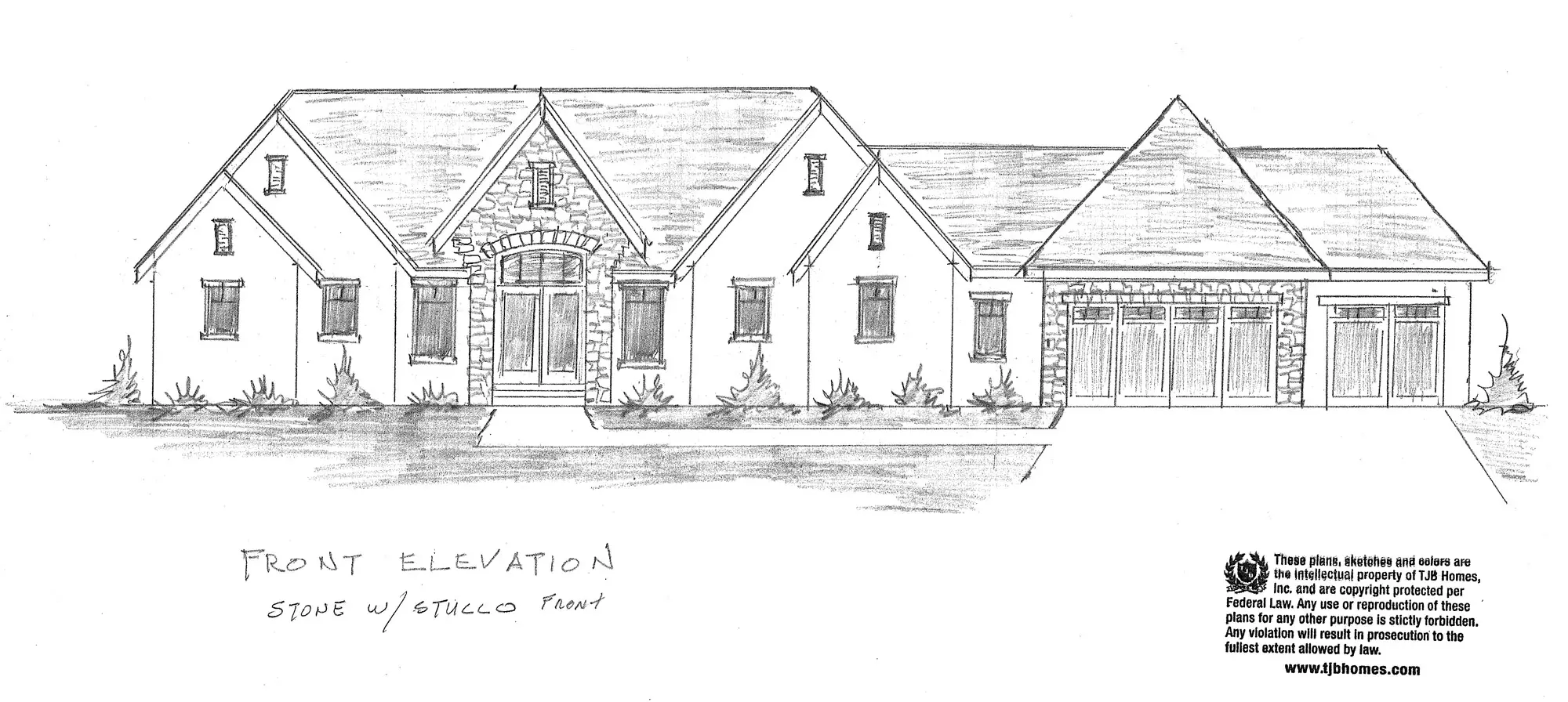 TJB Lacey Home Plan Front Stone with Stucco