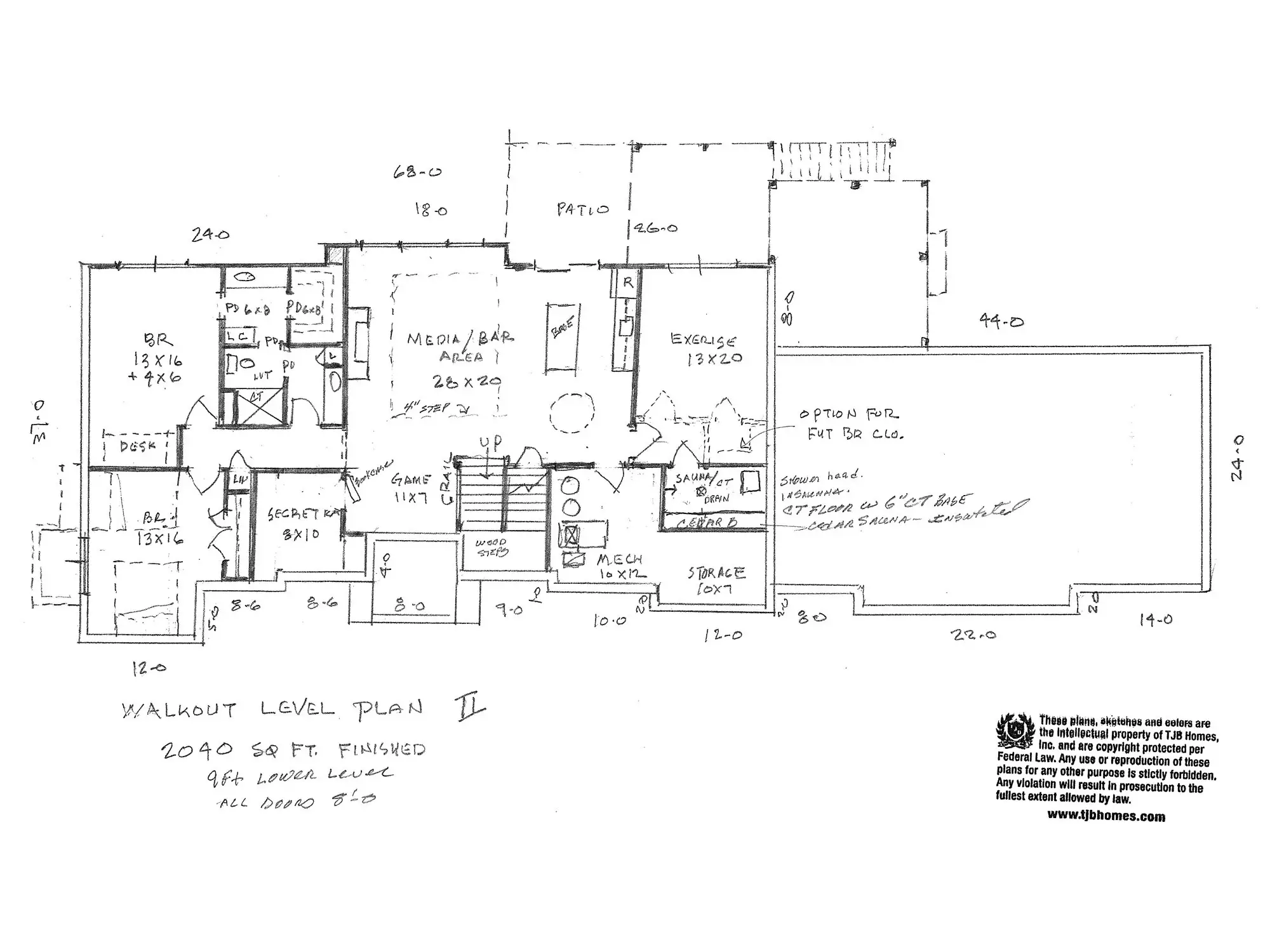 TJB Lacey Home Plan Walkout Level Floor Plan