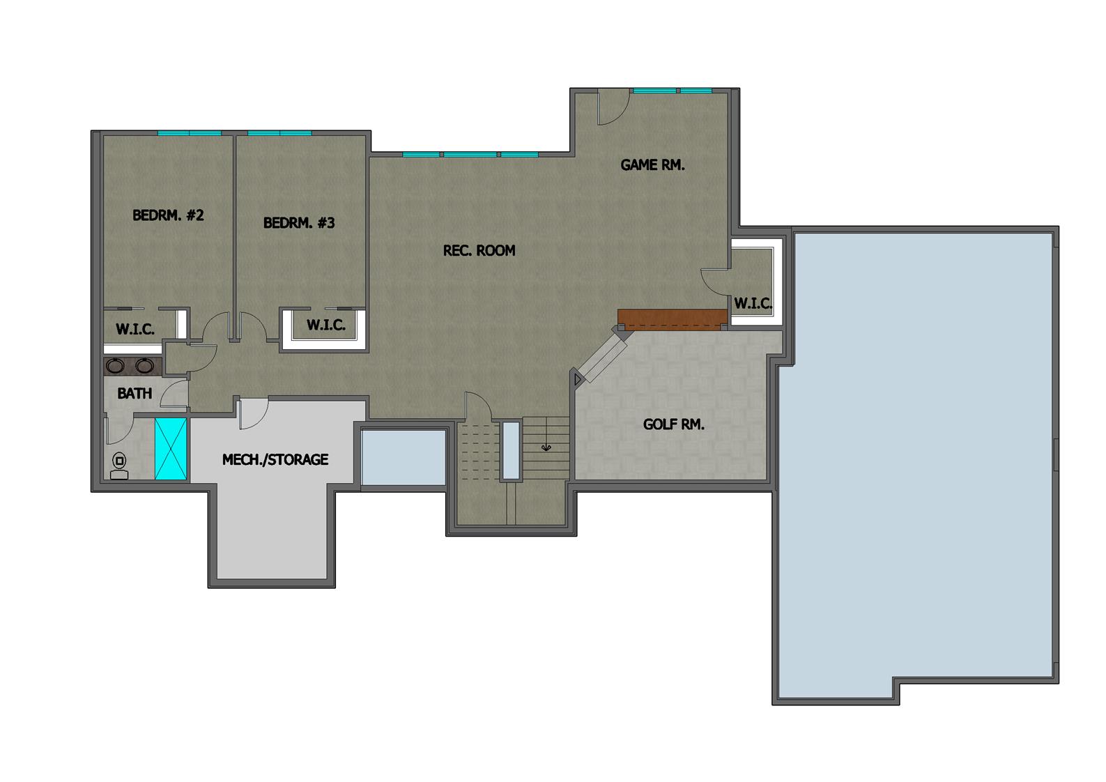 TJB #695 Josephine Home Plan Color Basement Floor Plan