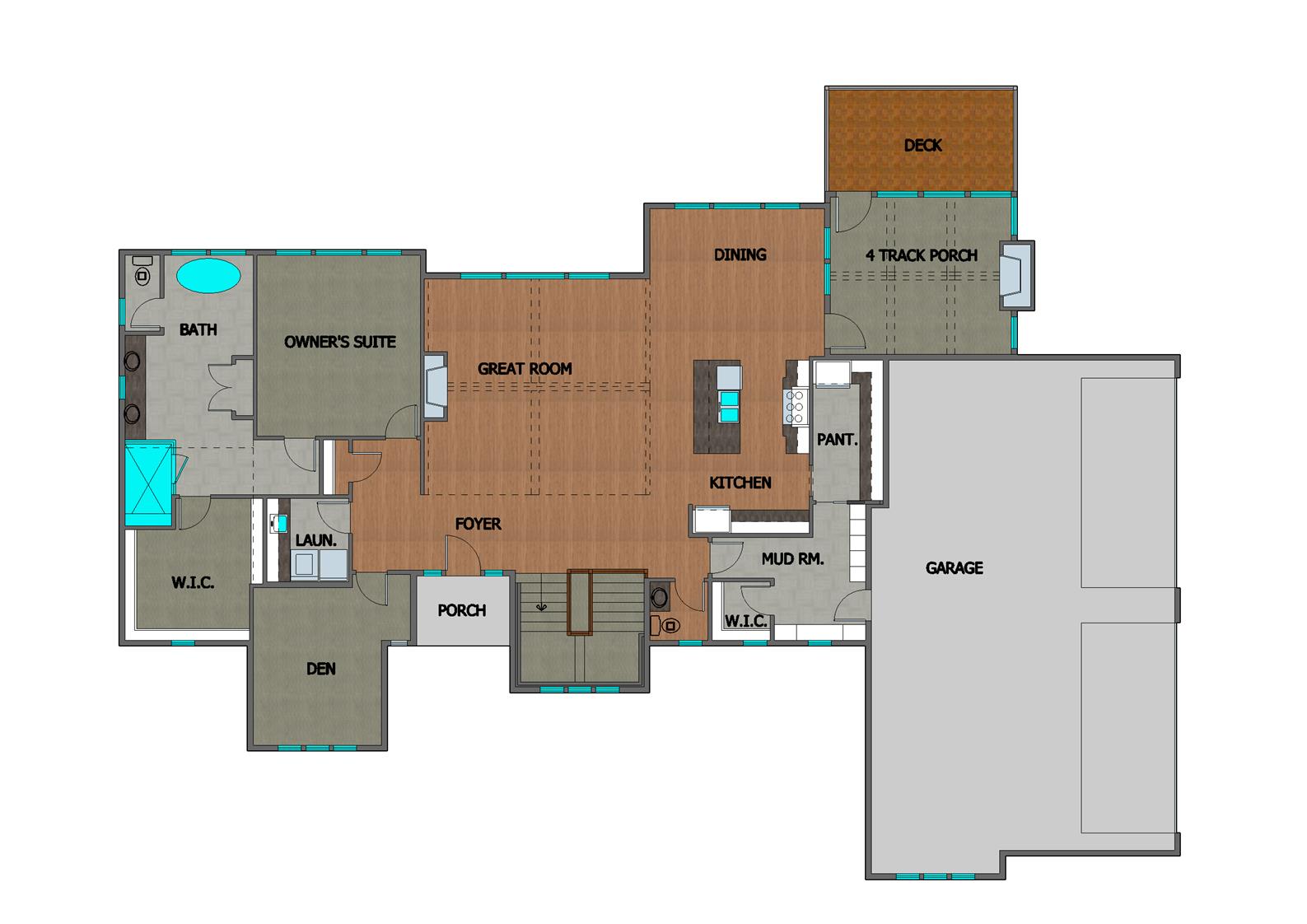 TJB #695 Josephine Home Plan Color Main Floor Plan