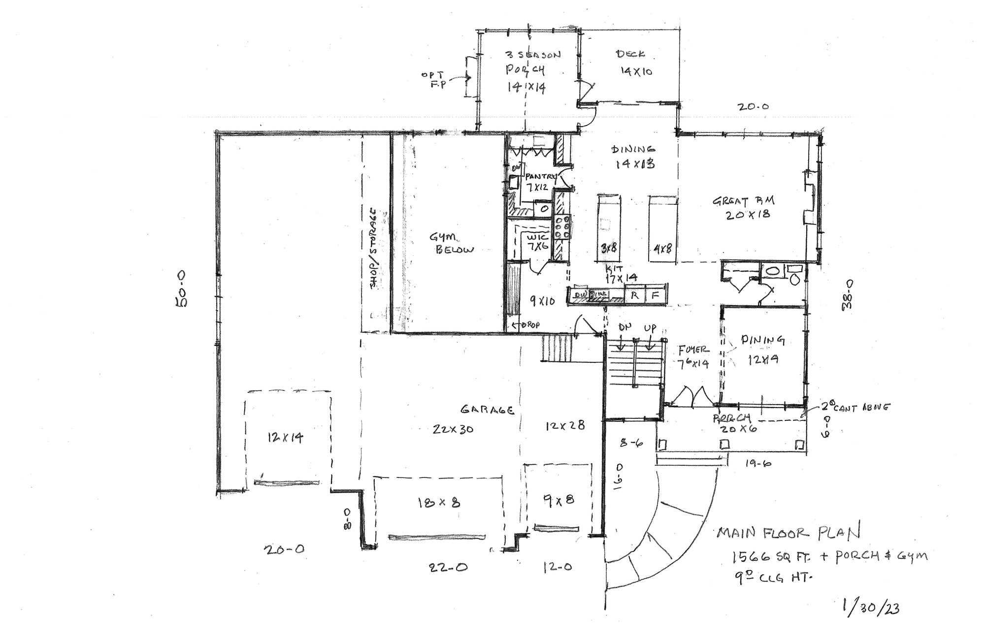 Michelle RV Garage Home Plan Main Floor Plan