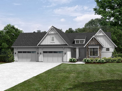 Color rendering of To Be Built home on 1.12-acre lot in beautiful Hidden Forest development near Carlos Avery Park