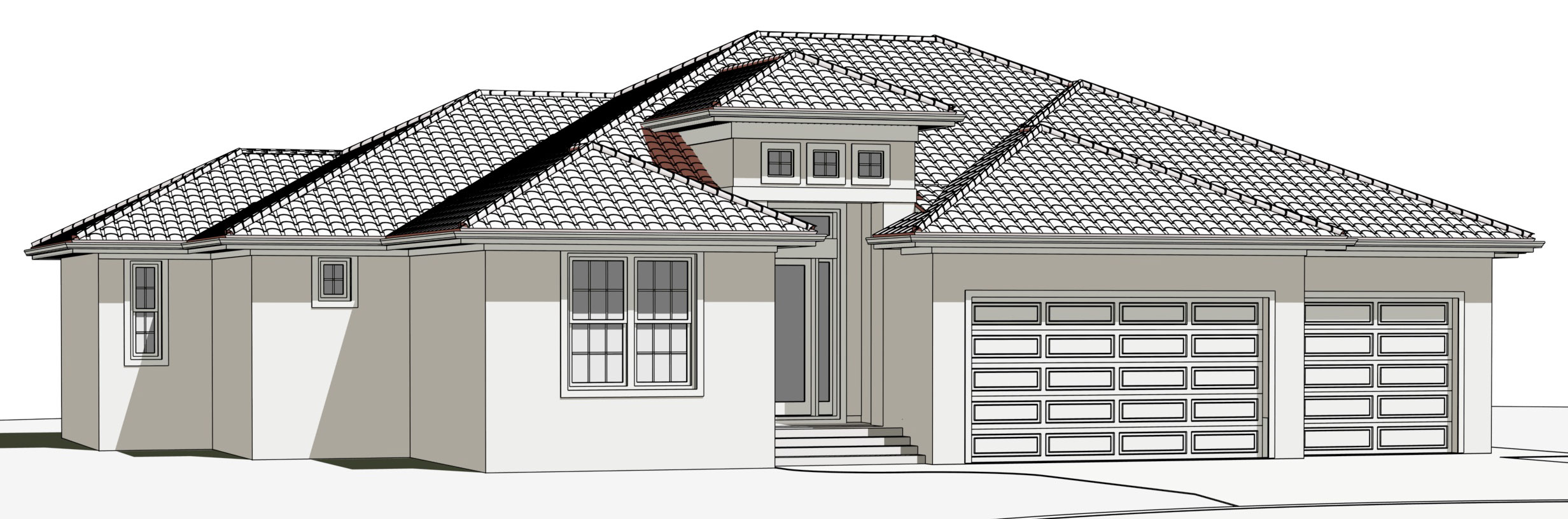 Punta Gorda Luxury Home Plan Front Elevation Viewed From Left