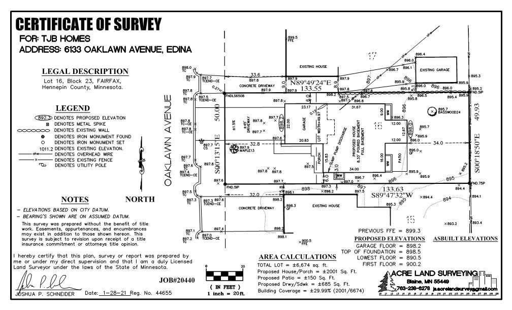 6133 Oaklawn Ave S Edina Lot Survey